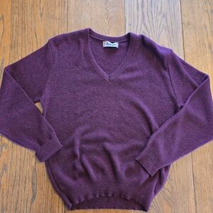 Vintage 80s Jantzen Burgundy V Neck Sweater USA Made Medium